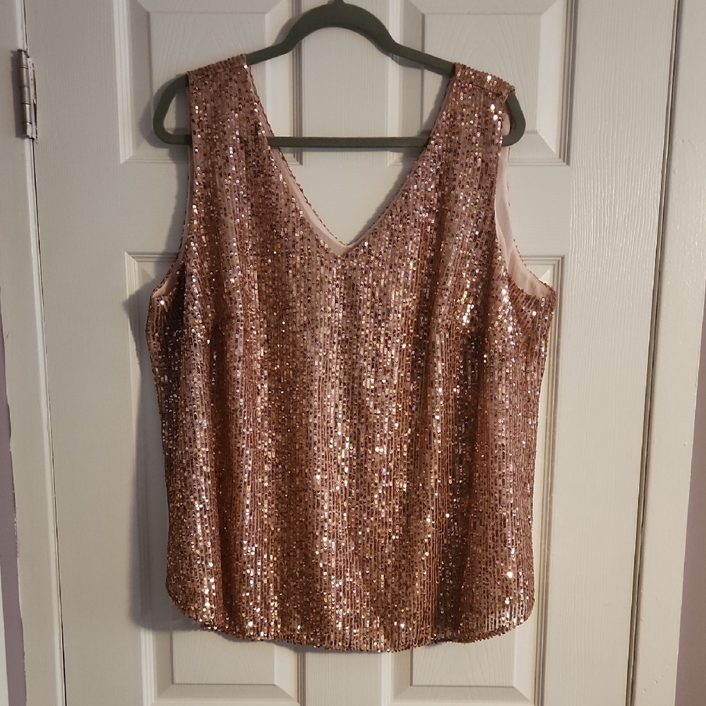 Loft Plus sequin tank rose gold 18W